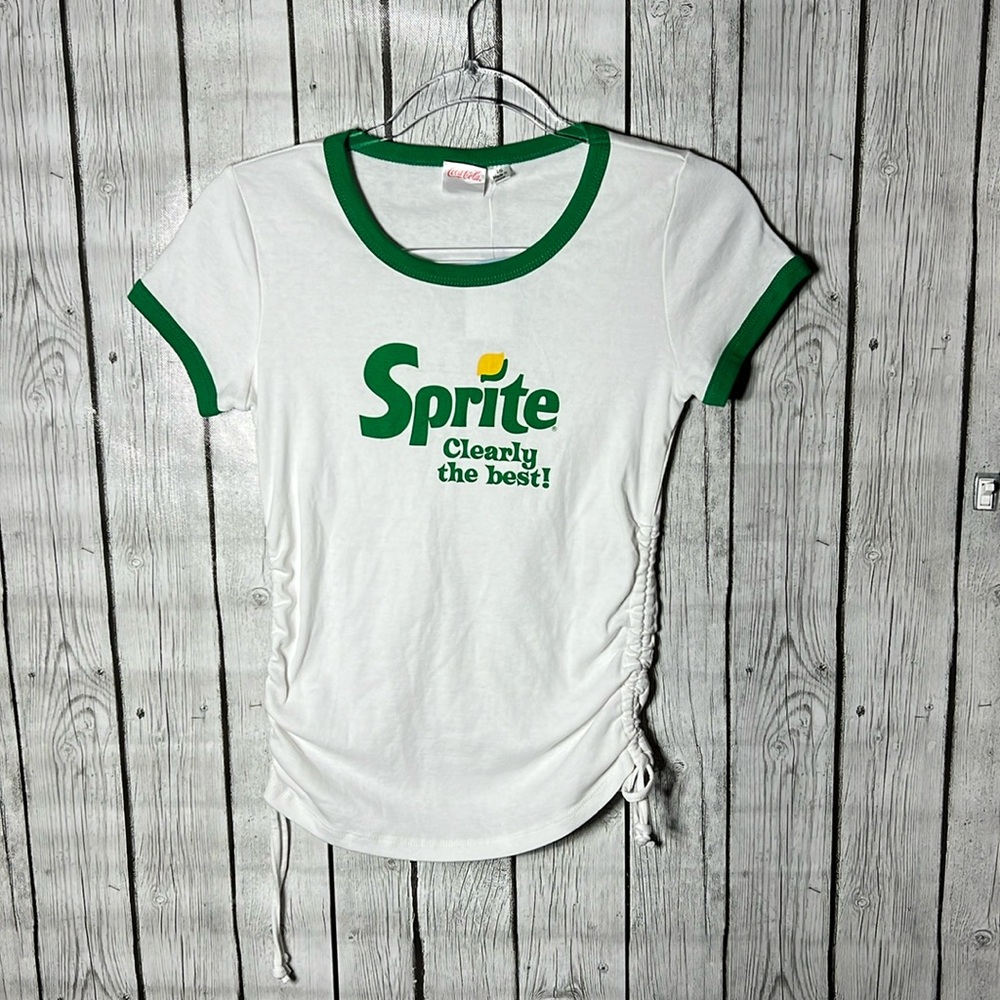 Sprite Clearly the Best White/Green cinch sides Juniors  T-Shirt Size Large
